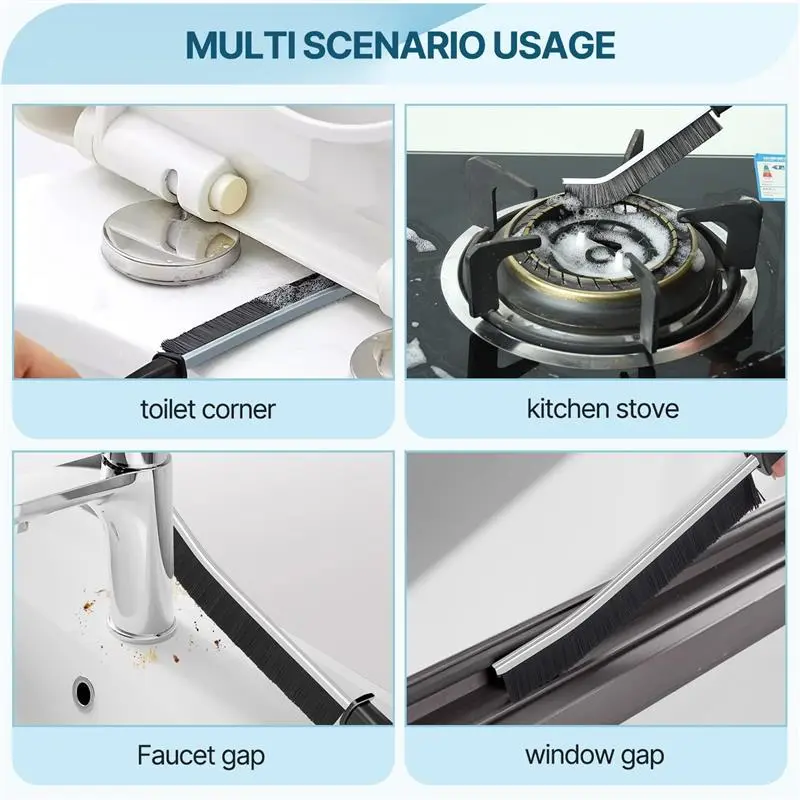 Crevice Cleaning Brush, Bathroom Tile Groove Gap Cleaning Brush,Premium Crevice Cleaning Tool Aluminum Support with 15° Angle Magic Brush, Thin Cleaning Brush for Home Kitchen 6