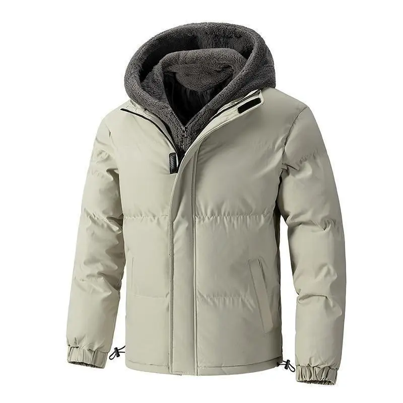 8XL Puffer Jacket Mens Thick Warm Plus Size Winter Jacket Men Cotton Fleece Padded Hooded Parkas Fake Two Piece Coats Outwear 2