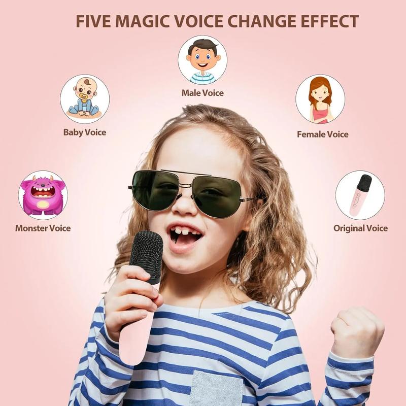 Portable Mini Bluetooth Wireless Karaoke Speaker with 2 Wireless Microphone Set ,Rechargeable HiFi Stereo Sound KTV Speaker, Mp3 Audio Adjustable RGB Colorful LED Light ,Musical Kids Toy, Birthday Gift for Boys and Girls, Valentine's Day Gift  , UK 3