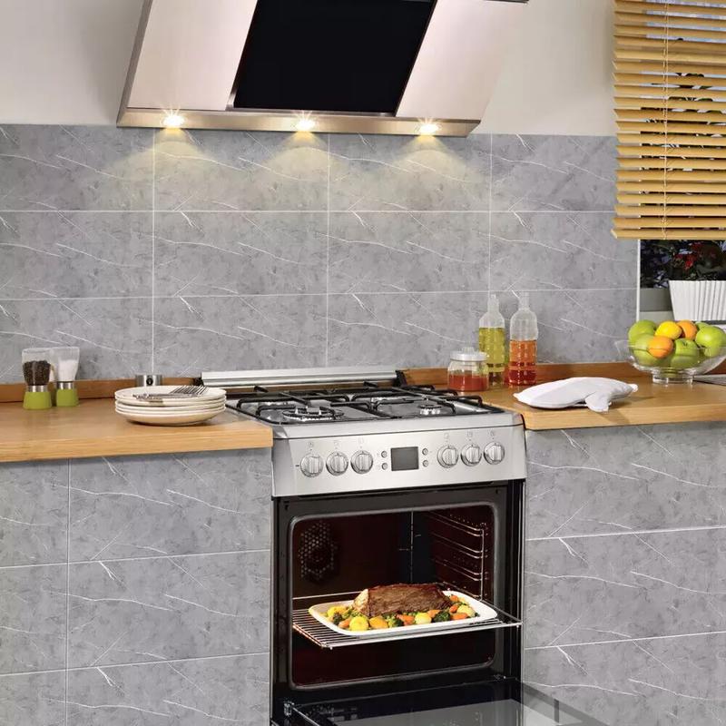 Product Introduction of (Fast delivery in 1-3 days) 10PCS Grey Marble PVC Wall Tile Stickers - Self-Adhesive 30x60cm for Kitchen & Bathroom Decor Decorative Ornaments Tiles Sticker Decor Decorative pu stone panel transparent reflective Smooth Metal Aluminium Wooden Glass 0