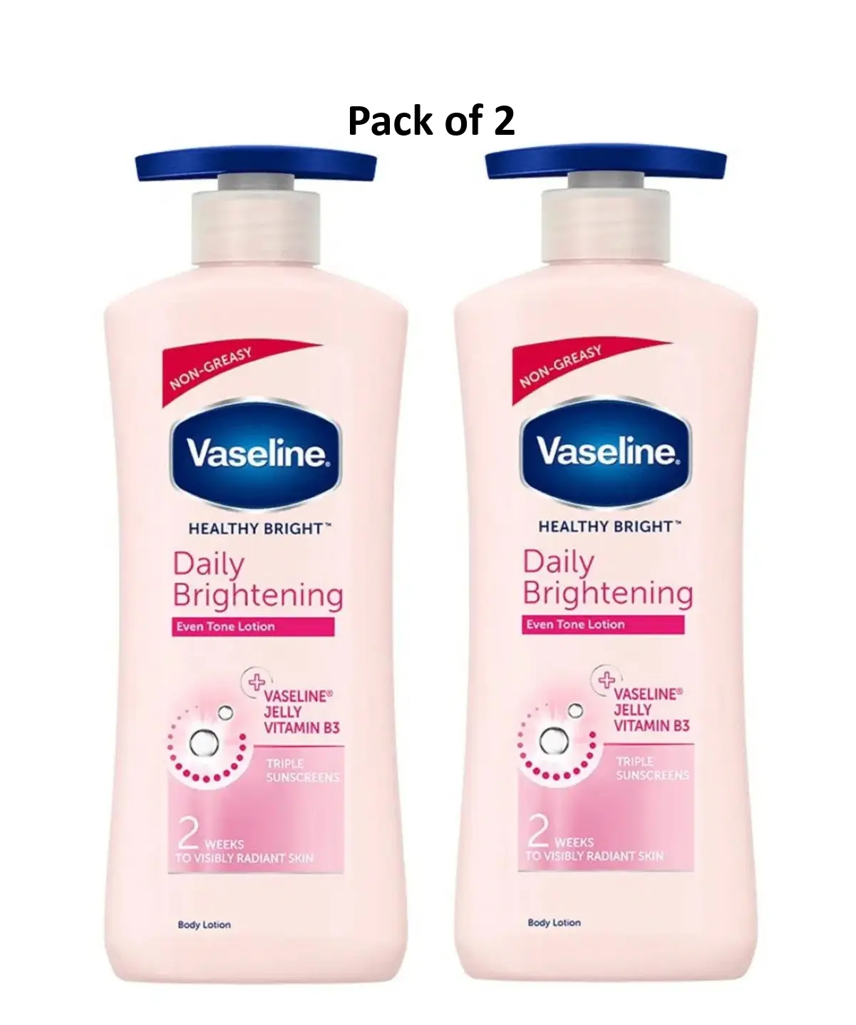 2 X Vaseline Healthy Bright Daily Brightening Even Tone Lotion, 600 ml Each