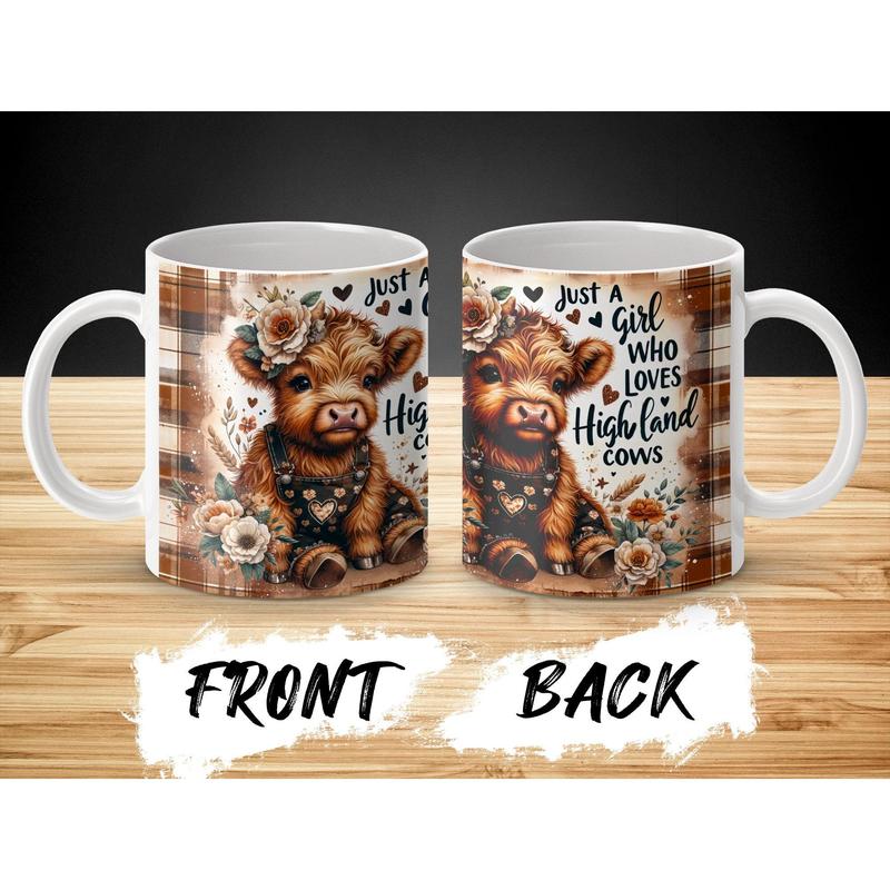 Highland Cow Mug Just a Girl Who Loves Highland Cows Cute Farm Animal Lover Gift Highland Cow Art Coffee Tea Mug Drinkware Washable Ceramic Cup obsession 2
