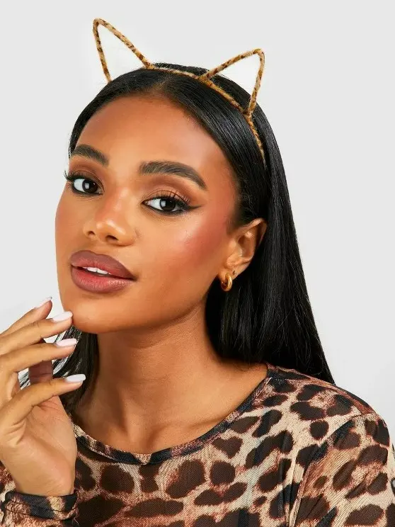 boohoo Halloween Faux Fur Leopard Cat Ears 3