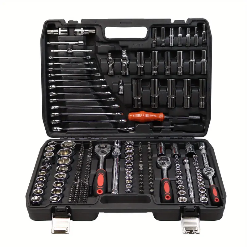 Professional 216pcs Ratchet Spanner Socket Set 1/ 2" 1/ 4" 3/ 8" Tool Kit +Case 1