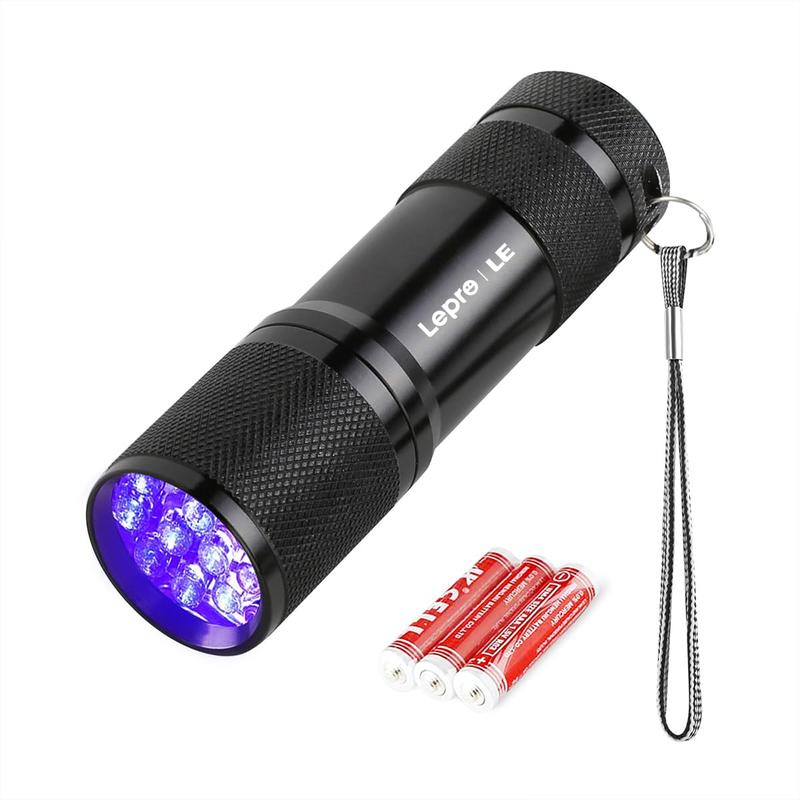 Product Introduction of LE UV Torch, 9 LED 395nm Ultraviolet Flashlight, Blacklight Detector for Pet Urine, Stain, Bed Bugs and More, 3 AAA Batteries Included 10