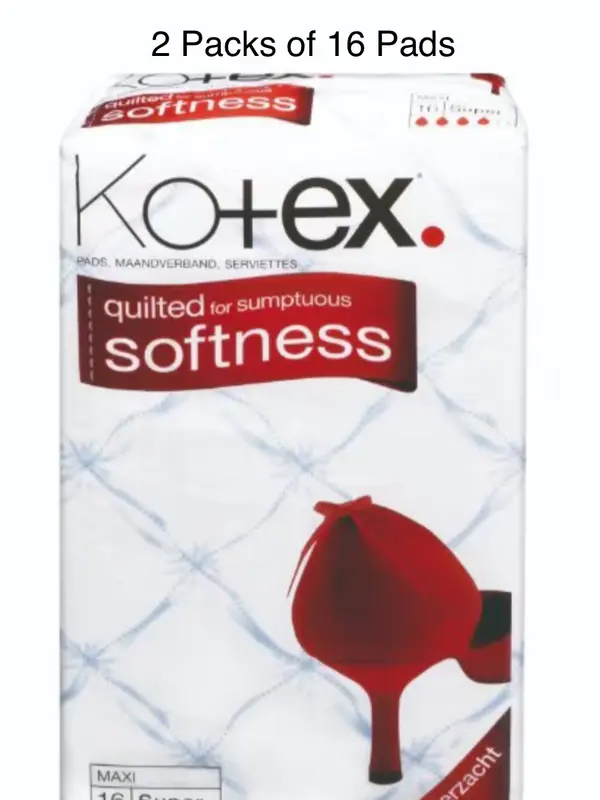Kotex Maxi Super 16 Pads - 2 Packs - Total 32 Pads  Comfort Unscented no wings 1
