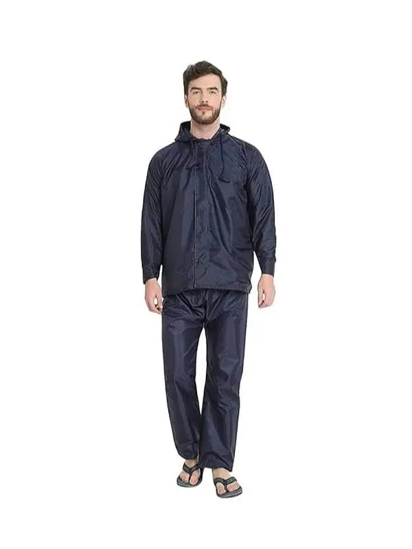 High Stretch Thickened Split Raincoat Set for Adults Regular Size - Windproof Waterproof Raincoat with Zipper, Black 0