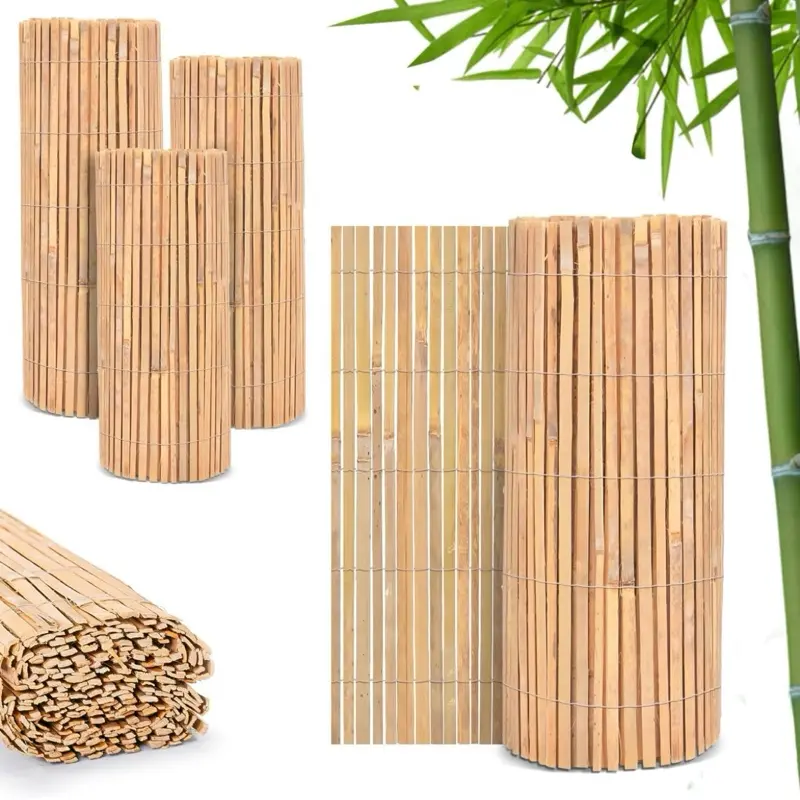Natural Bamboo Slat Fence Screening | Natural Bamboo Slat Fence Panels Garden Screening for Outdoor Wind & Sun Protection for Privacy Shield. (H: 1M x L: 4M).