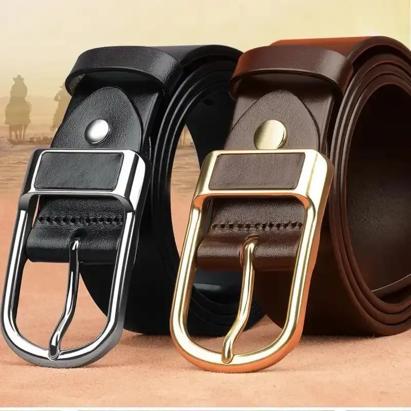 Genuine Leather Belt for Men - High Quality Cow-skin Buckle Jeans
