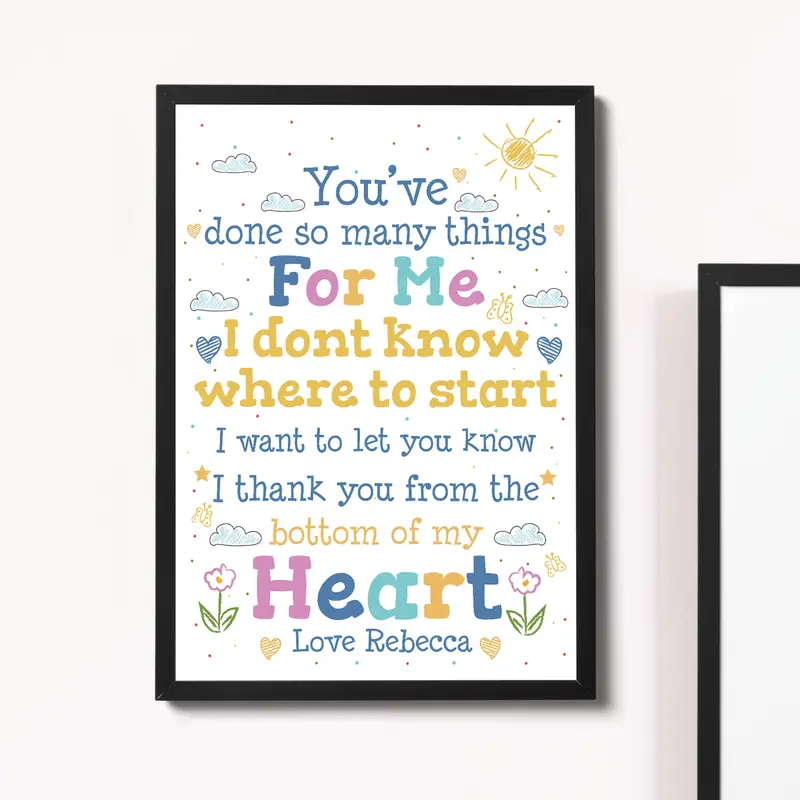 Special Thank ou Gift Framed Poem Print Teacher Mentor Volunteer 2