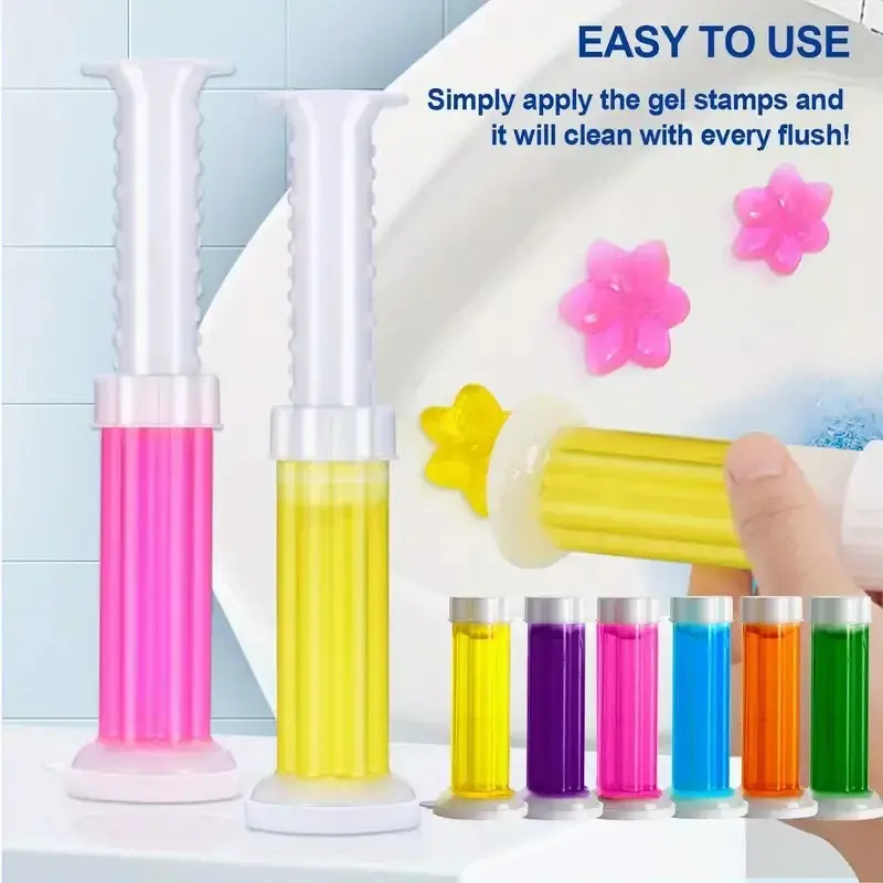 Uziy Toilet Gel Stamps - 6pcs in Box, 84 Fresh Floral Scents - Long Lasting Hygiene & Freshness for Bathroom Toilet Bowl Cleaning & Air Freshener - Odor Free - Flower, Household toilet Gel 7