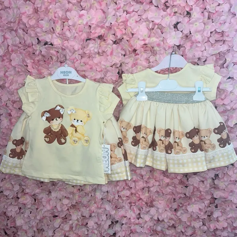 Neon Kid Lemon Teddy Skirt Sets
