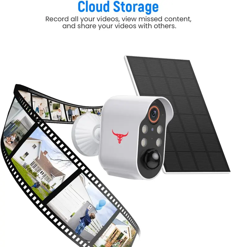 Uk Stock 1080p Wireless Solar Security Camera with 4 Spotlights for Indoor Outdoor Use, AI Human Detection, Live View, 2-Way Talk, Night Vision, 2.4G WiFi Only, Cloud Storage 7