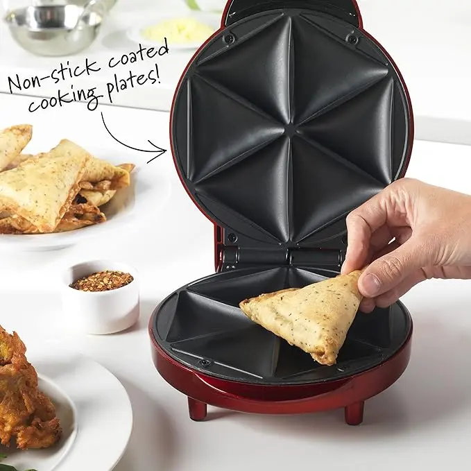 Giles & Posner EK3812G Samosa Maker - Party Snack Food, Non-Stick Bite Sized Multi Cooker, 6 Mould Triangle Press, Savoury & Sweet Pastry Parcel,1000W, Delicious Samosas, Empanadas & Fruit Turnovers 3