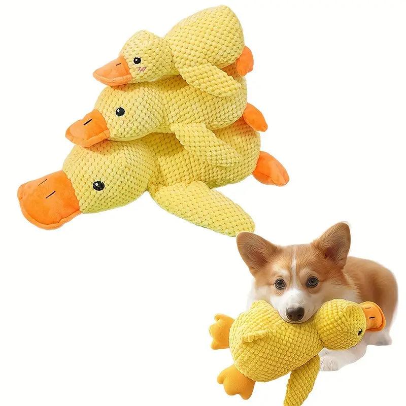 Durable Plush Duck Dog Toy with Squeaker - Bite-Resistant Chew Toy for Small to Medium Breeds 4