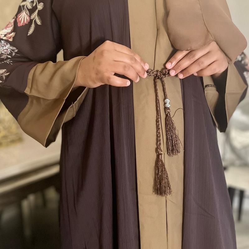 FAIZA 3 Piece Embroidered Open Abaya 5