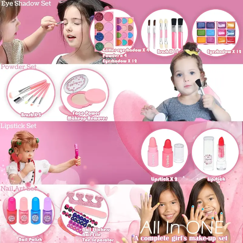 Kids Makeup Sets For Girls Toys - Children Makeup Sets For Girls Washable Make Up Set, Children's Princess Play Games Toy Presents makeup for kids 6