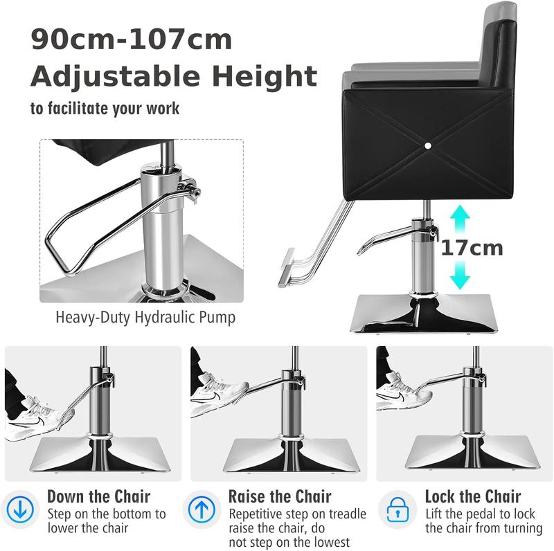 COSTWAY Salon Barber Chair, 360 Degree Swivel Hairdressing Chair with Footrest, Adjustable PVC Leather Hydraulic Shaving Styling Chair for Beauty Spa, Tattoo Shop and Barbershop 3