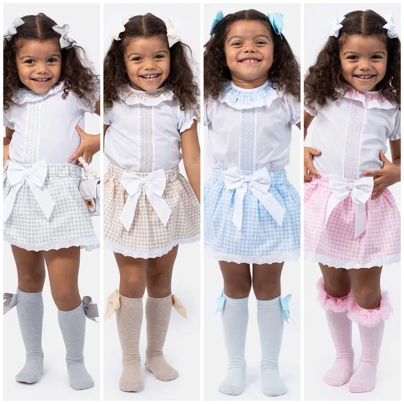 Baby Girl Leti Collection Spanish Checked Romper Set 0