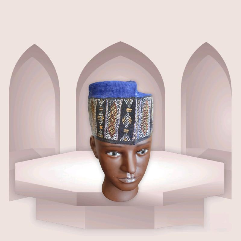 SALMA 1 Piece NavyBlue/Multicolor Fashion Hand Woven Traditional Man Cap.  Menswear 2