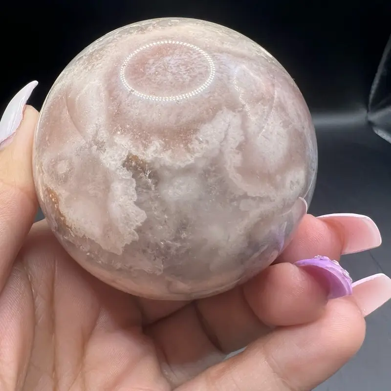 Pink amethyst flower agate sphere 4