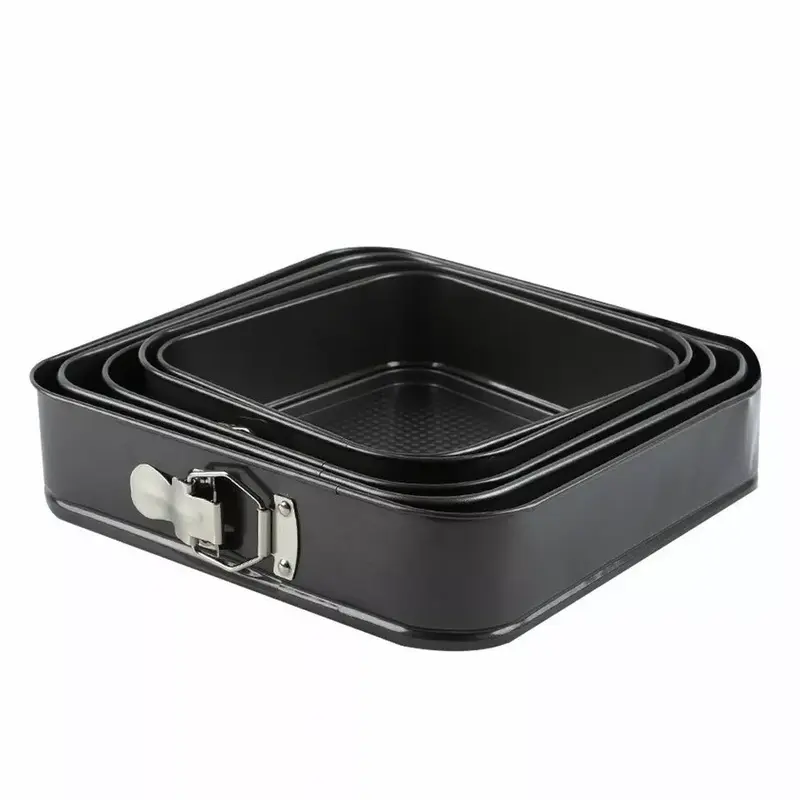 5PC NON STICK SQUARE CAKE TIN TRAYS BAKE CAKE SET BAKING MOULD PLATE 5 Pcs Square Non-Stick Spring Form Cake Pan Bake Tray Tins Parties Wedding Gift Set 3