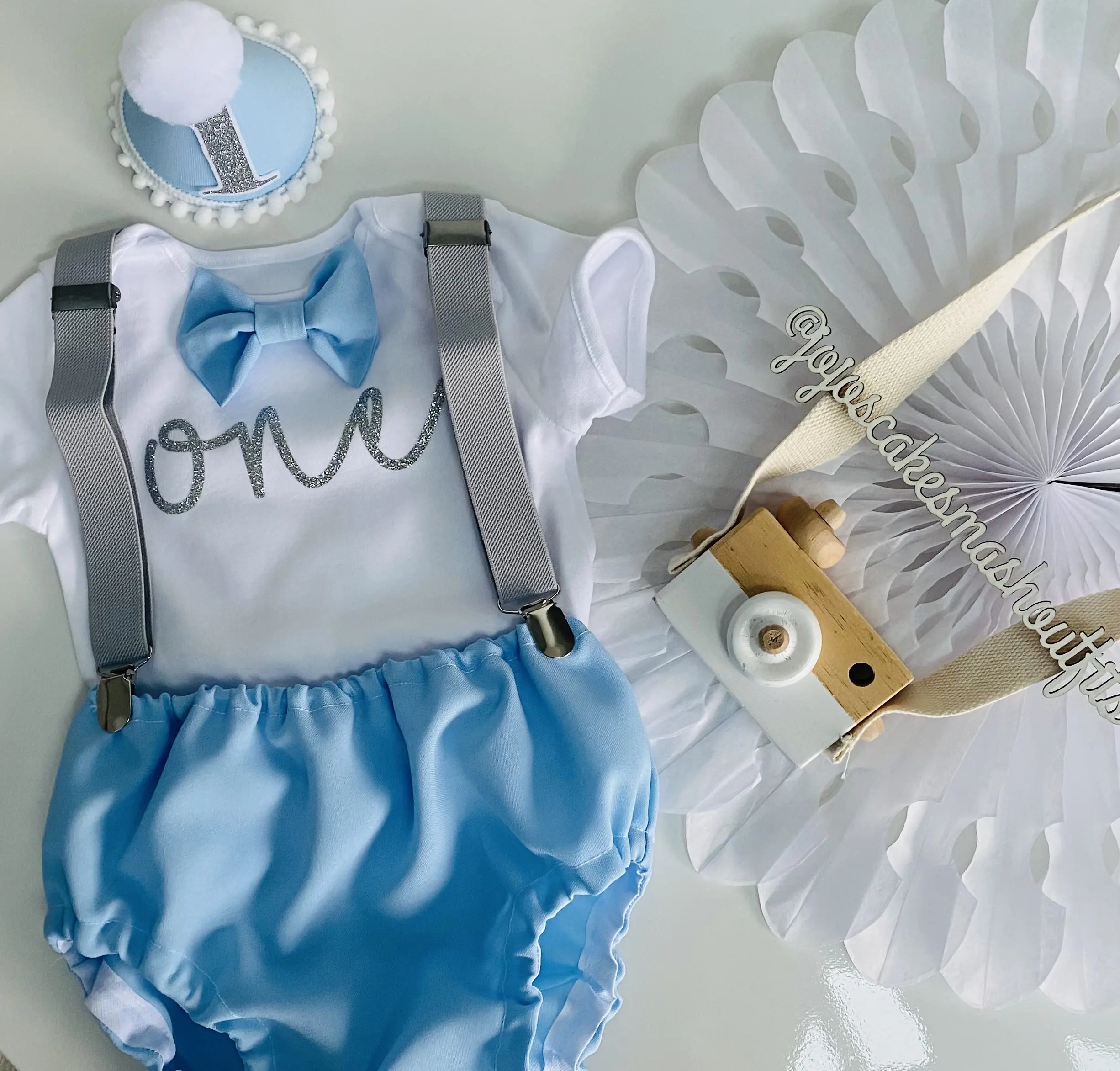 Baby Boys baby blue Cake Smash Outfit. Blue/grey/silver. Classic. 1st Birthday Gift.