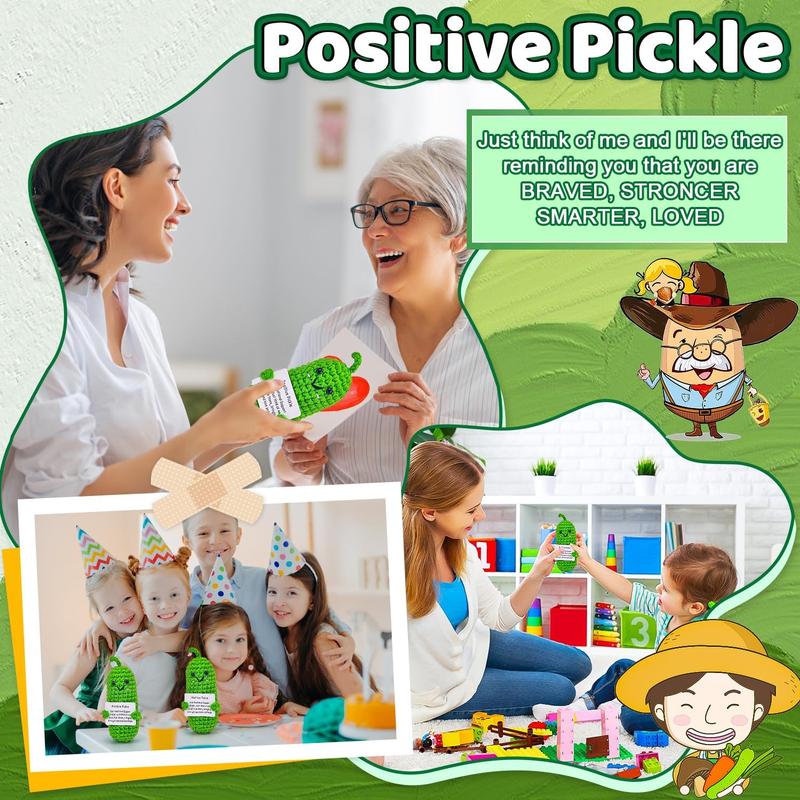 Emotional Support Pickle, Weird Good Luck Cute Romantic Funny Gifts for Women, Positive Pickle Graduation Gifts for Her Him, Pocket Hug Worry Doll with Positive Affirmation Cards 5