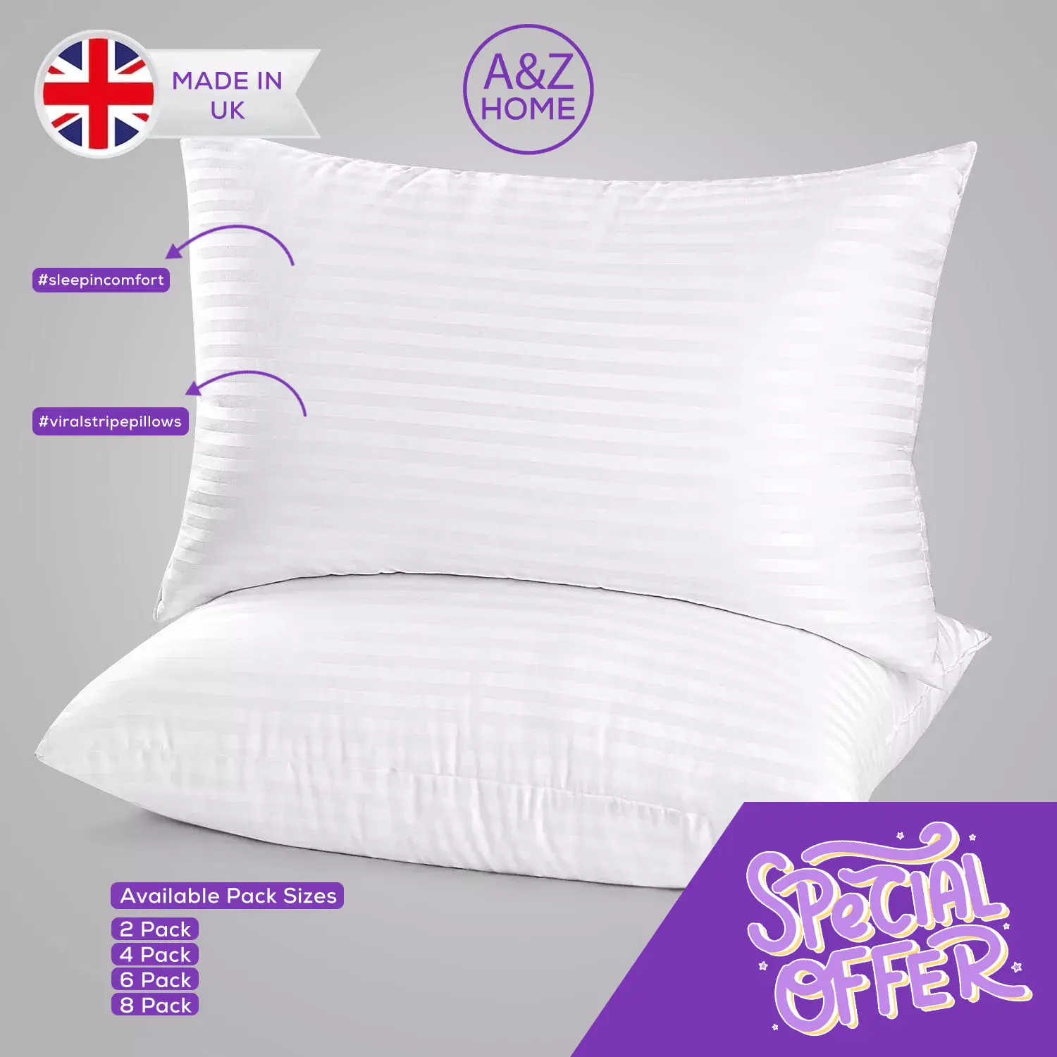 Deep Filled Hotel Pillows - Hypoallergenic, Bounce Back, 2 Pack for Side and Back Sleepers