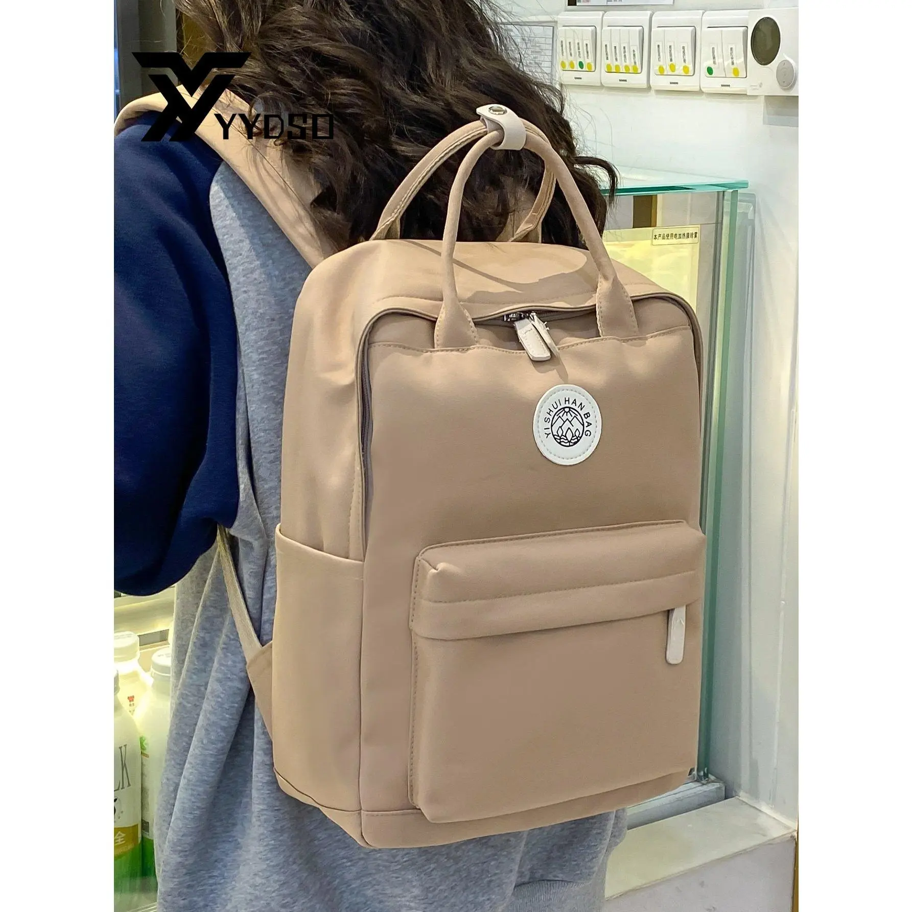 Backpack Waterproof,Portable Letter Patch Pocket Front Backpack School Bag For Graduate,Teen Girls,Freshman,Sophomore,Junior & Senior In College,University & High School,Perfect For Outdoors,Travel & Back To School,School Backpack,Large Capacity