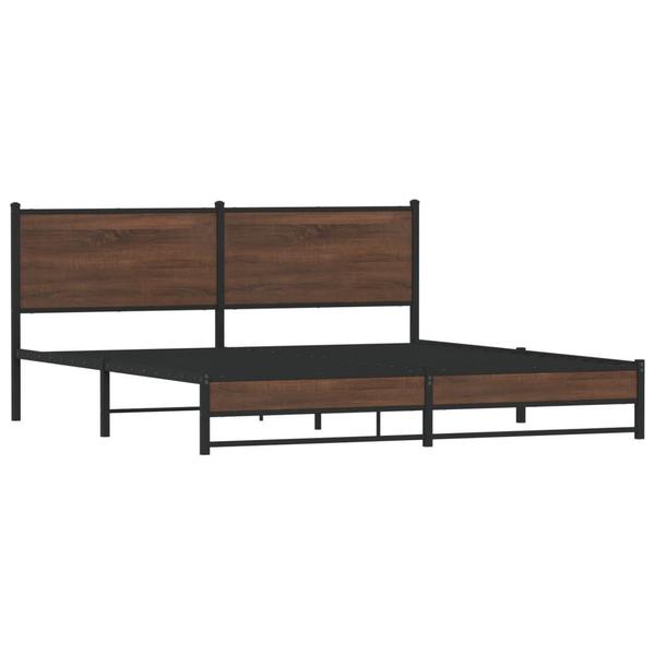 VidaXL Stylish Brown Oak Metal Bed Frame - Dimensions 183x213 cm 2