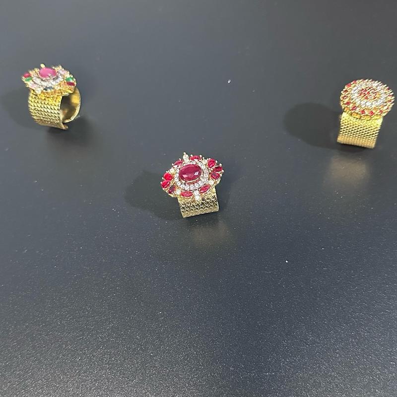 Women’s Adjustable Fancy Gold design Rings !! Elegant and modern Design Gold design Rings !! Adjustable!!  Wedding / Engagement/ Functions . 1