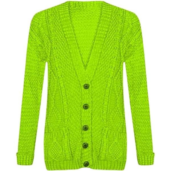 Womens Long Sleeve Chunky Cable Knitted Grandad Cardigan Girls Button Up Pocket Cardigan 6