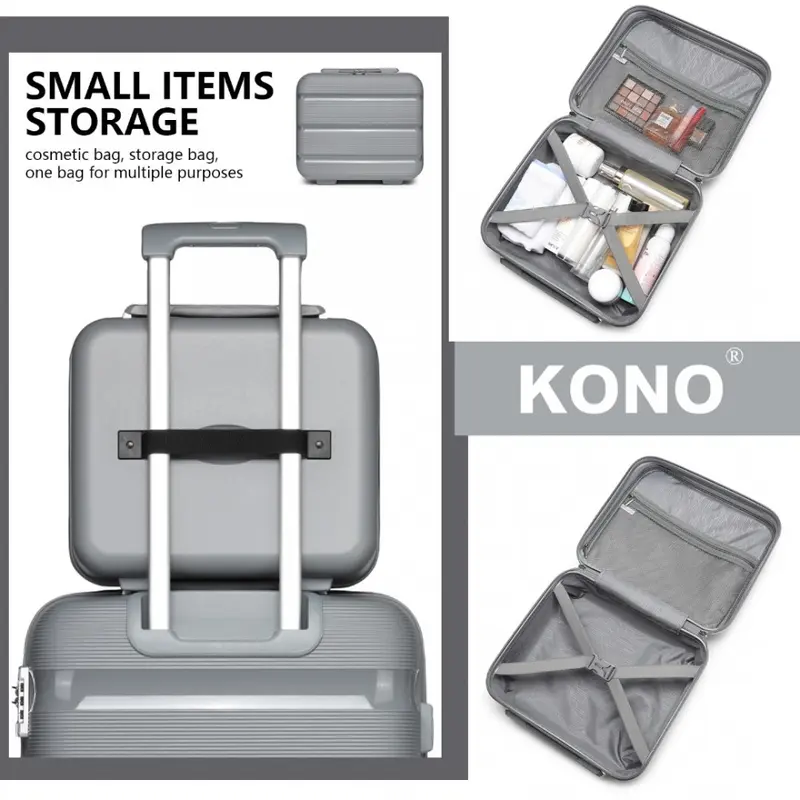 [MissLulu Bags] Bright Candy Design Hard Shell Polypropylene 20''/24''/28'' Suitcase with TSA Lock and 14'' Vanity Case Classic Collection - Grey 4