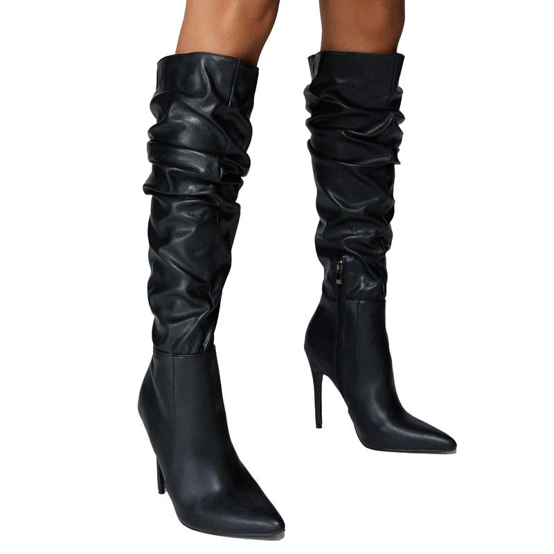 Women's Pointed Toe Stiletto Heel Knee High Girl Footwear Boot Walking Shoes Shoe Comfort High Heel Boot Walking Shoes Shoe Comfort High Heel Decor Nail Leather Bathroom Onyx autumn boots 1