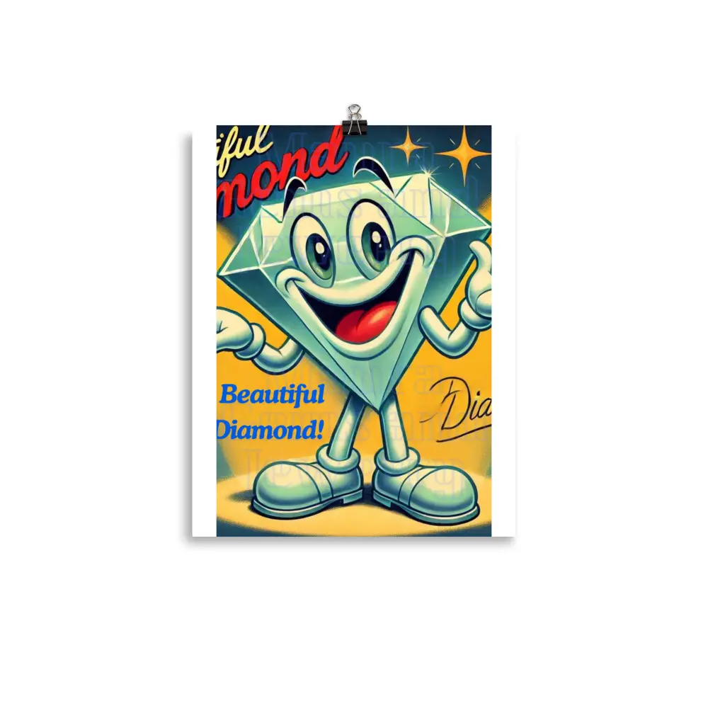 Beautiful Diamond Gemstone Cartoon Poster