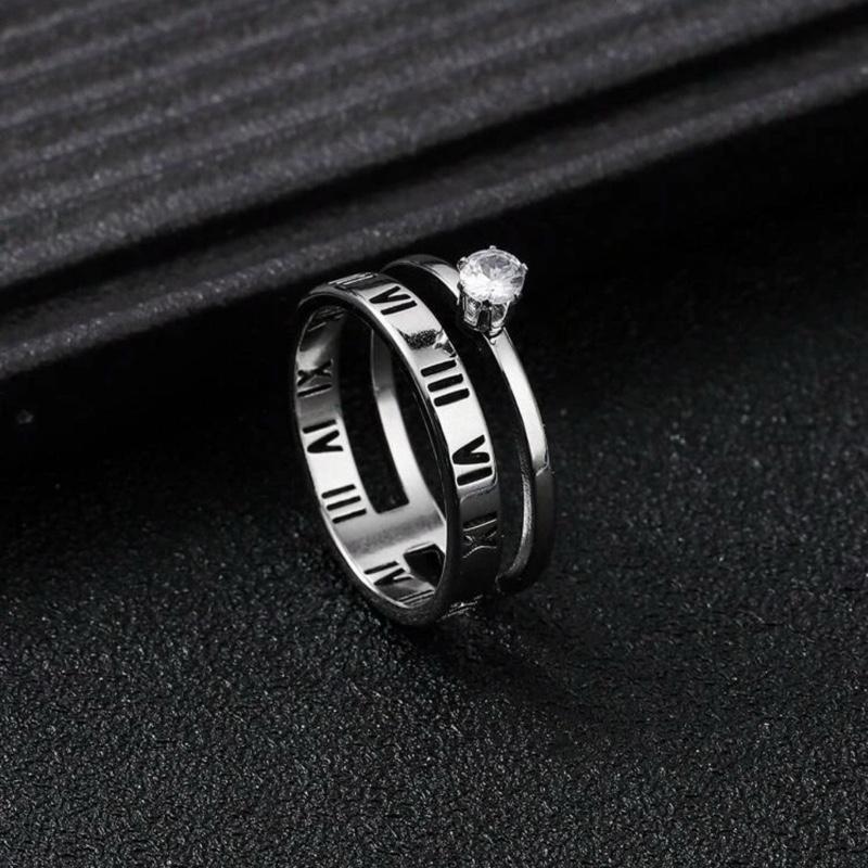 Stainless Steel Unisex Ring with Roman Numerals and Cubic Zirconia for Any Occasion moissanite gold jewellery silver jewellery 1