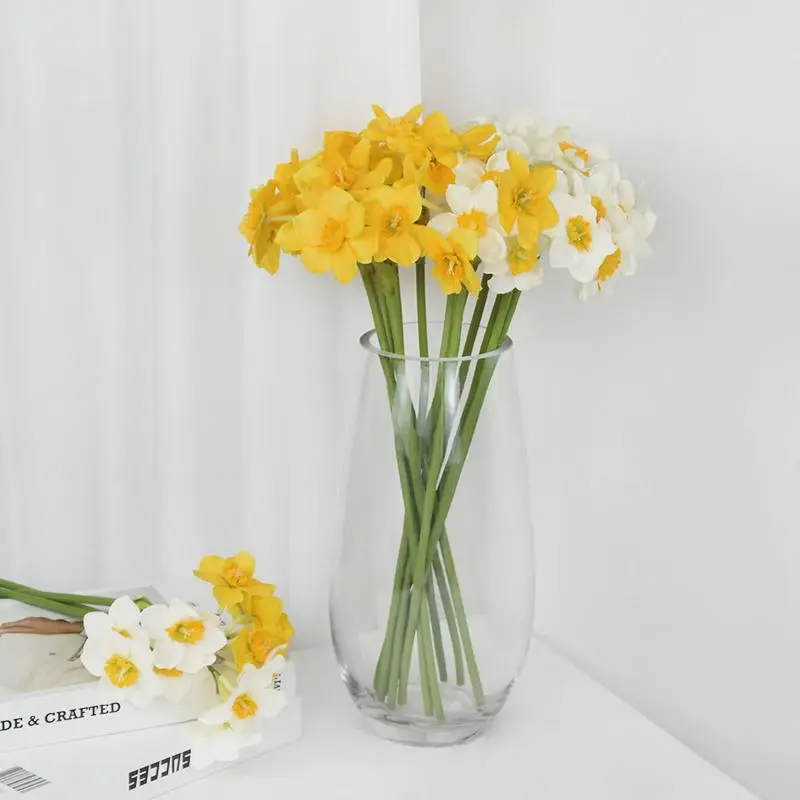 6pcs Artificial Narcissus Flower Bouquet Home Garden Room Desktop Fake Flower Decoration Wedding Festival Party Daffodil Decor Decorative Fruit 2