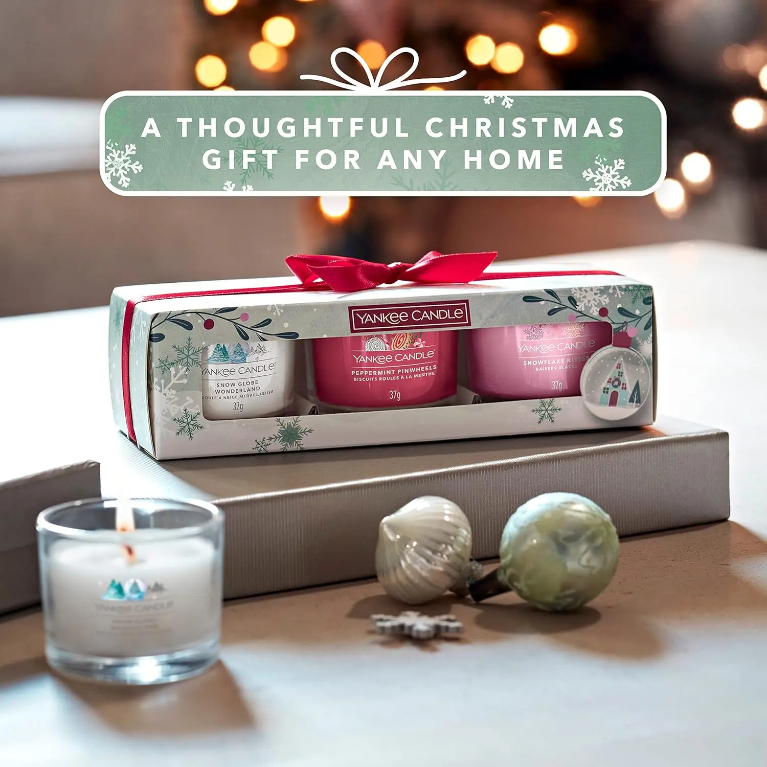 Yankee Candle Gift Set | 3 Scented Filled Votive Candles | Snow Globe Wonderland Collection | Perfect Gifts for Women