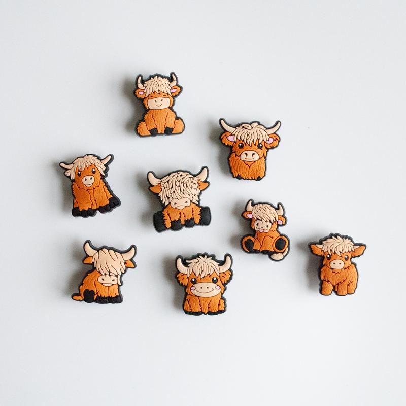 Highland Cow Croc Charms | Single or Sets | Brown Scottish Cow Shoe Charm Jibbitz 7