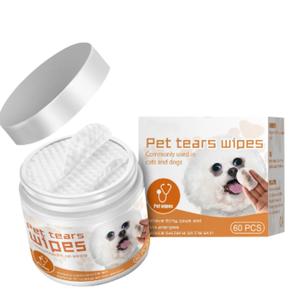 Pet Remove Dirt From Eyes and Ears Wipes Dog Cat Earwax Clean Ears Odor Remover Pets Wet Tissue Cleaning Remove Tear Stains, Dog Eye Crust & Eye Discharge 60 pcs pack