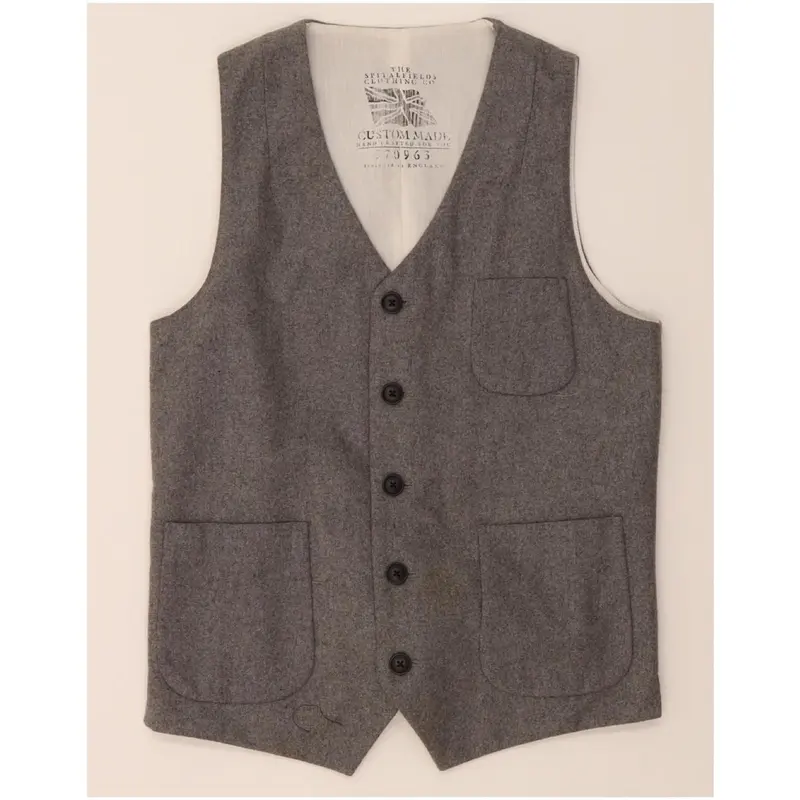 Pre-Owned VINTAGE Mens Waistcoat UK 36 Small Grey Polyester 0