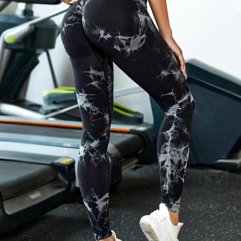 Women's Tie Dye Print High Waist Sports Leggings, Sporty Comfy Breathable Skinny Pants, Ladies Sportswear for All  Seasons 6
