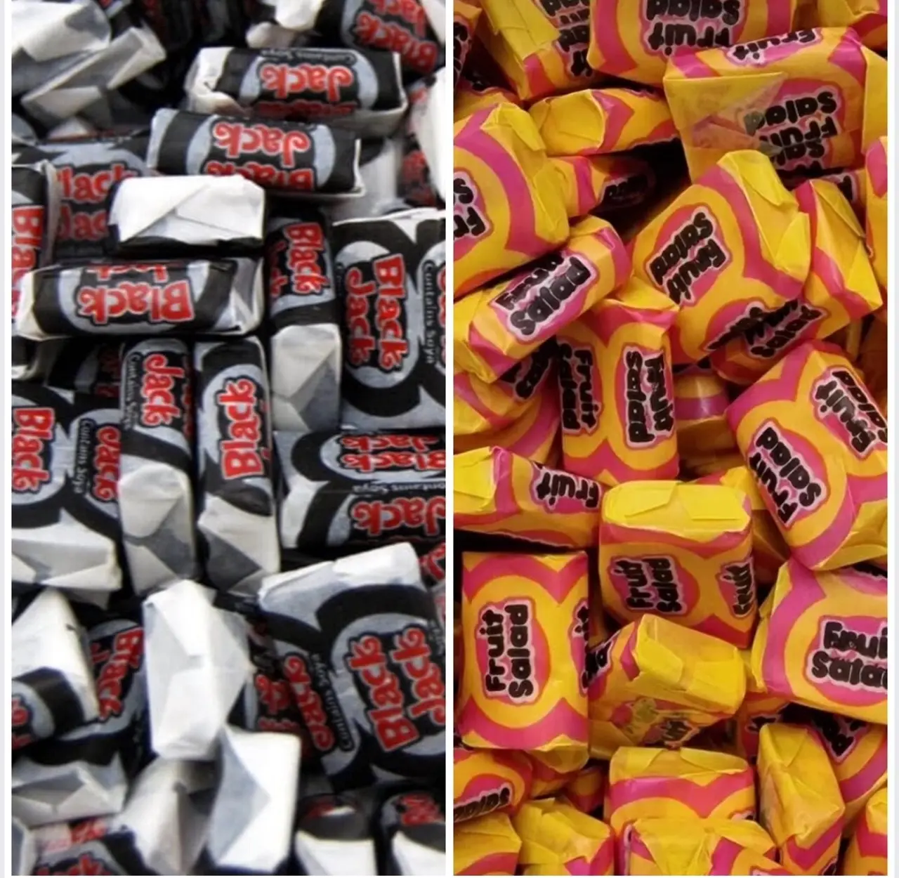 Black Jacks & Fruit Salads - 250g-1KG - Chewy Sweets - One Pouch Snack Sugar Vegetable Juice