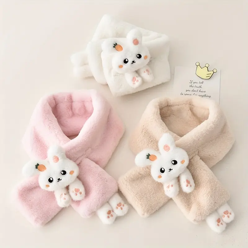 bunny scarf kids - Cartoon Bunny Kids Scarf - Thickened Acrylic Knit, Breathable, Cute - Autumn/Winter - Girls 2-10 Years - Fashionable & Warm - Cuddle Up in Bunny Love 3