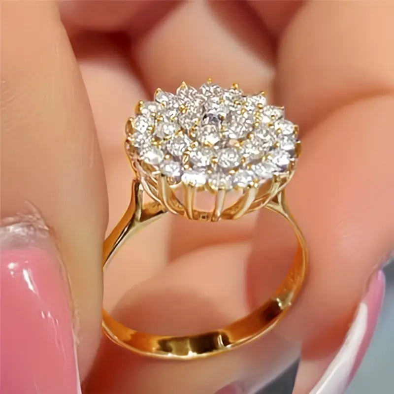 Stylish Lotus Seed Shape zirconia Flower Ring Romantic Wedding Fine Jewelry Anniversary Gift 1