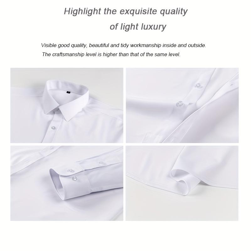 Product Introduction of Men's Solid Color Lapel Collar Design Dress Shirts, Long Sleeve Casual Button Up Shirt For Formal Occasions 2