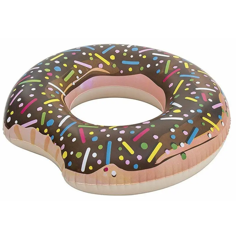 Giant Inflatable Brown Donut Rubber Swim Ring Pool Float Holiday 2