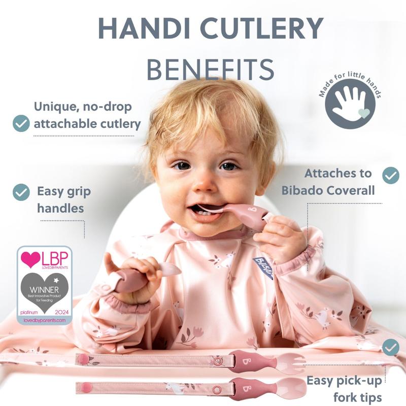 Bibado Coverall Weaning Bib and Matching Handi Cutlery 1