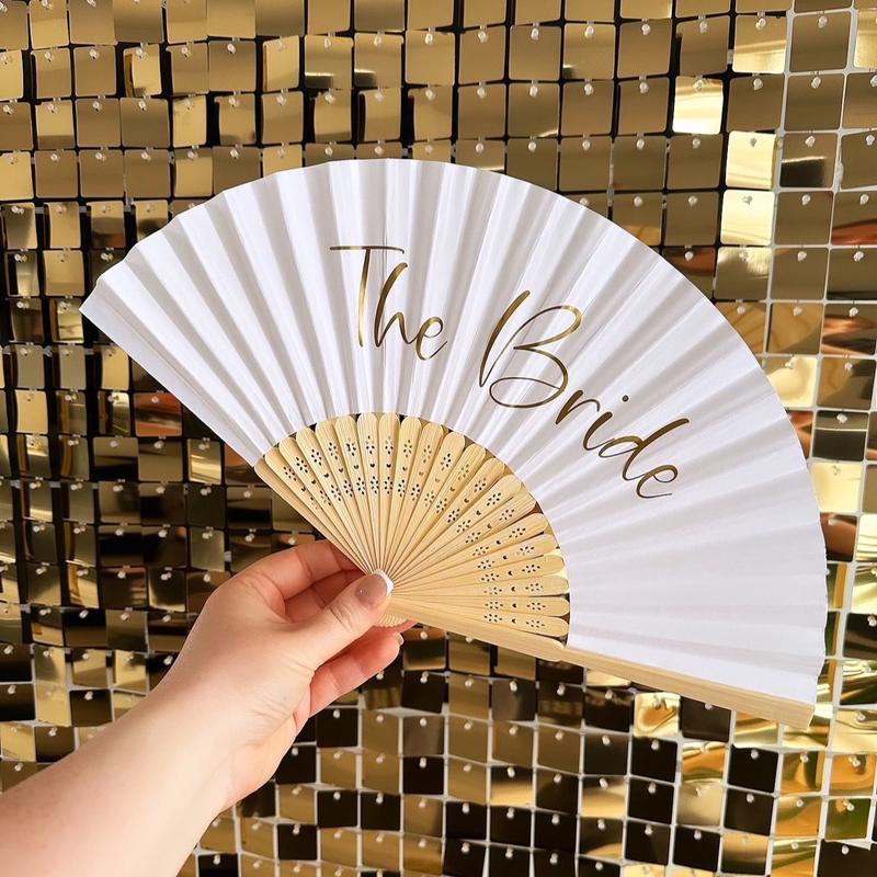Personalised NAME Hand Fan - Bamboo - Paper Foldable Fan - Black, White, Pink, Orange, Lilac - Personalised with Vinyl - Party, Holiday, Wedding, Business, Hen Party Lightweight Gift Decor 2
